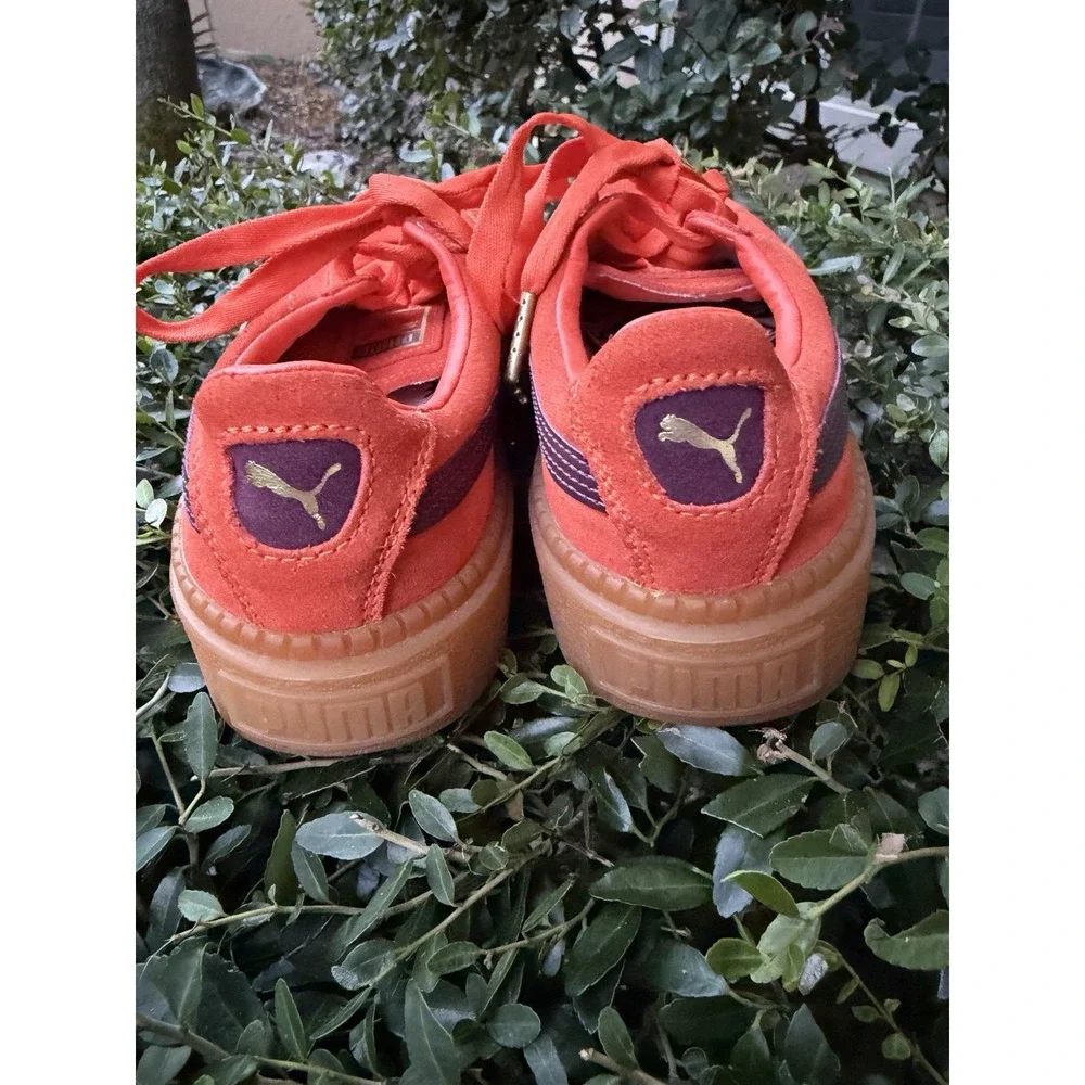 Puma Platform Trace Block Lace Up Orange/Purple Suede Leather Sz7 Trainers Rare
